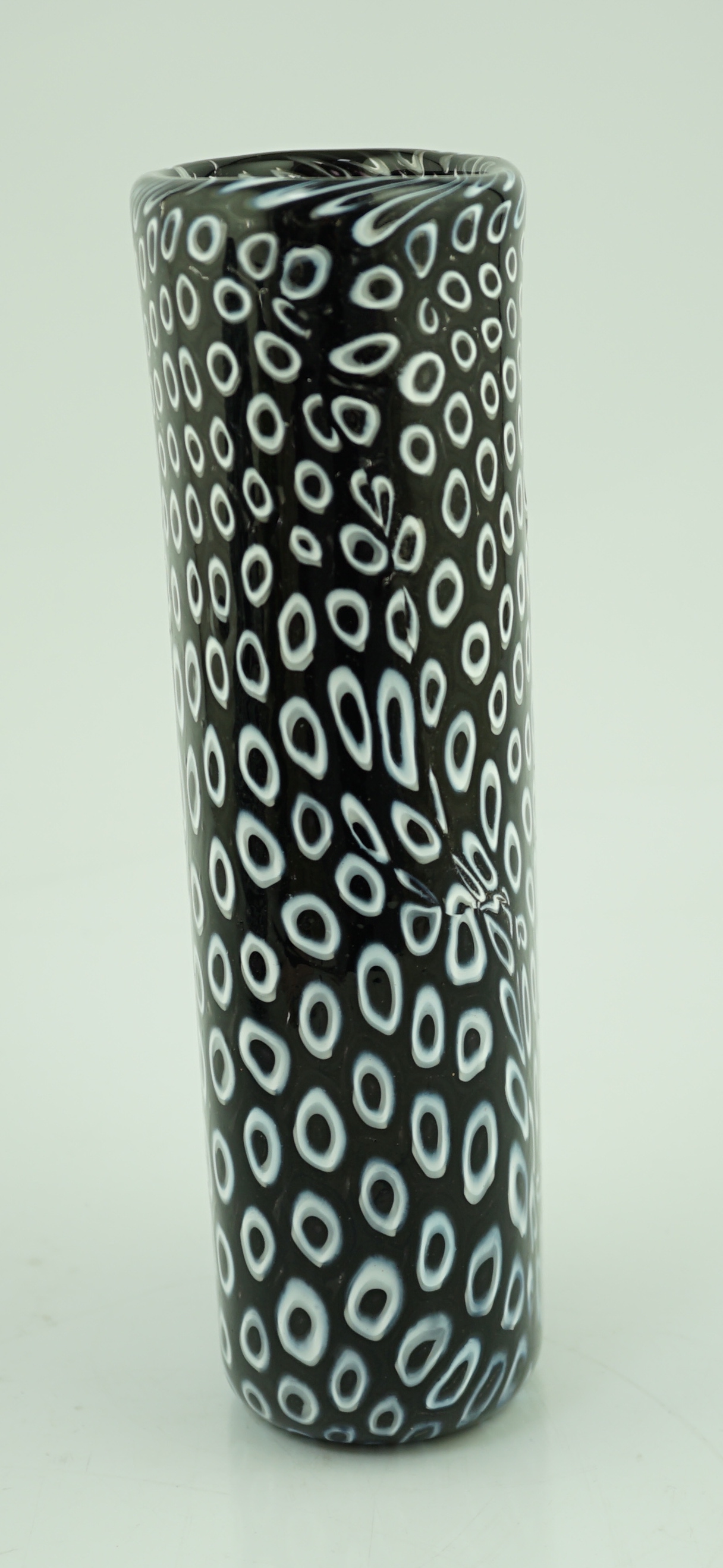 Vittorio Ferro (1932-2012) A Murano glass Murrine vase, with a white on black peacock feather ‘’eye’’ design, unsigned, 28cm, Please note this lot attracts an additional import tax of 20% on the hammer price